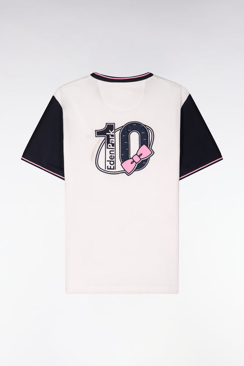 T-shirt à manches courtes en coton blanc manches marine coupe regular - Image 2