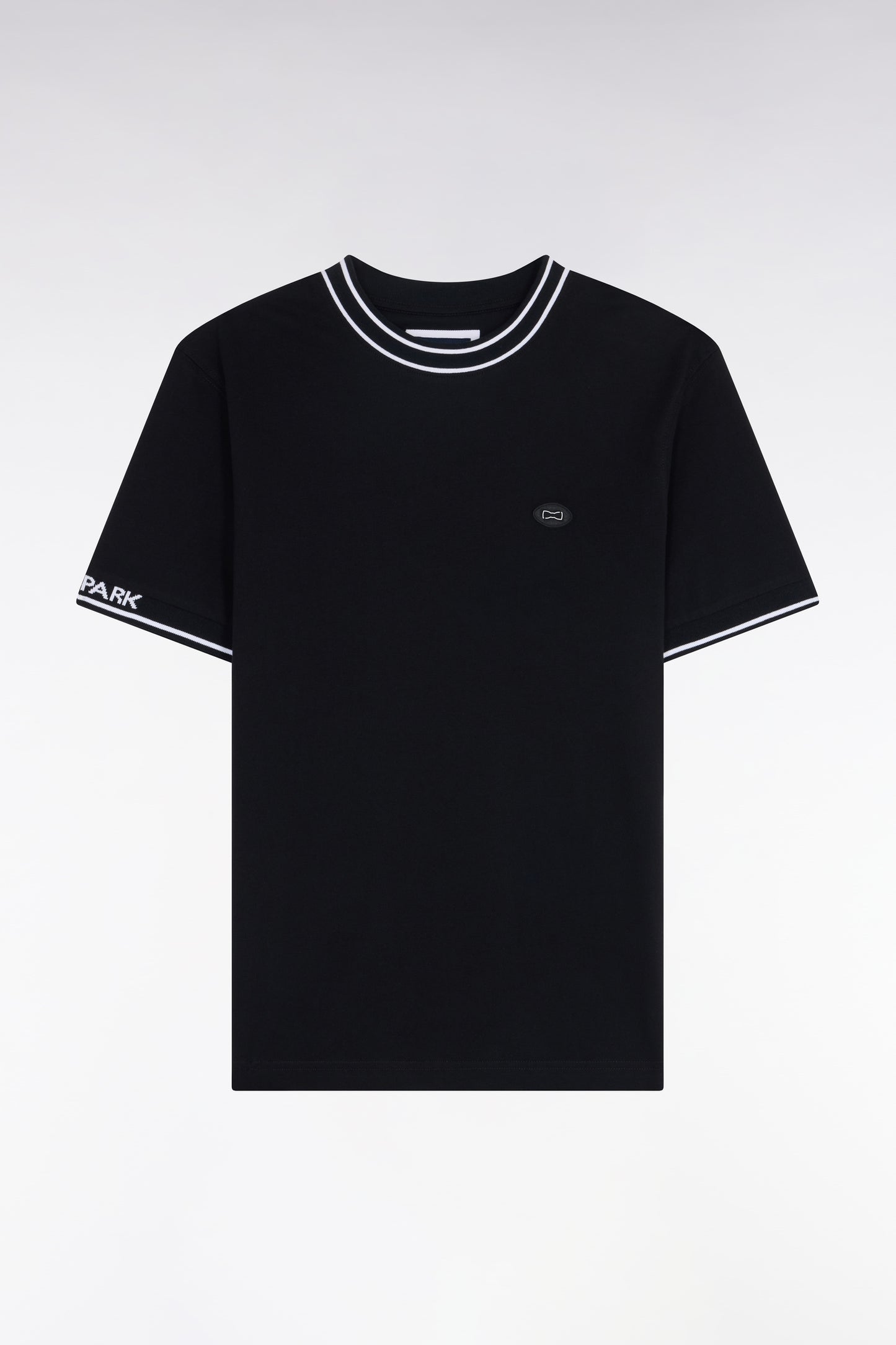 T-shirt à manches courtes en coton noir jacquard Eden Park coupe regular