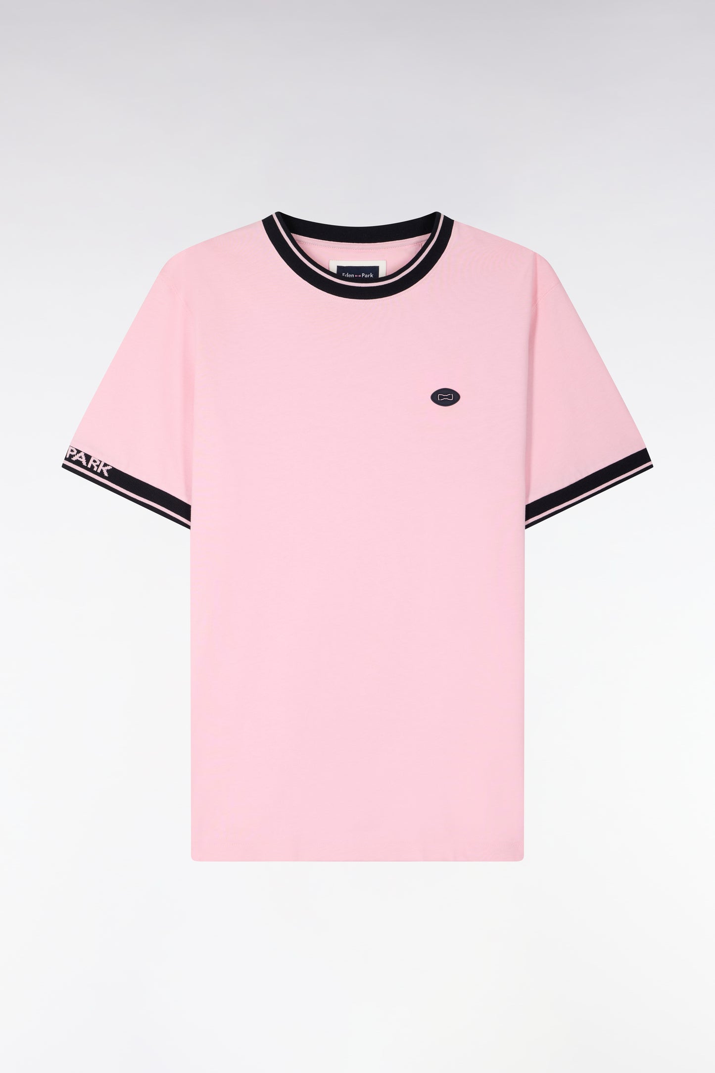 T-shirt à manches courtes en coton rose jacquard Eden Park coupe regular