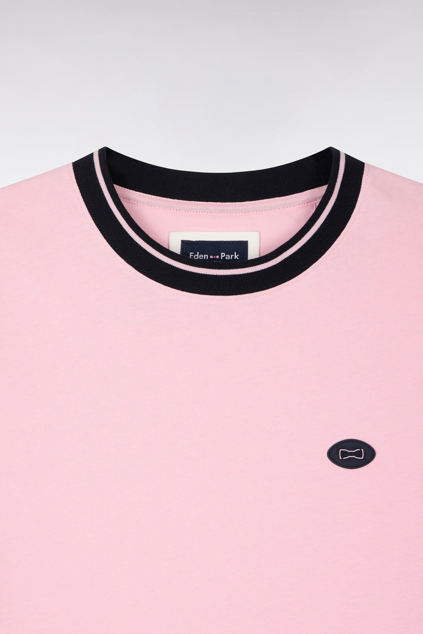 T-shirt à manches courtes en coton rose jacquard Eden Park coupe regular