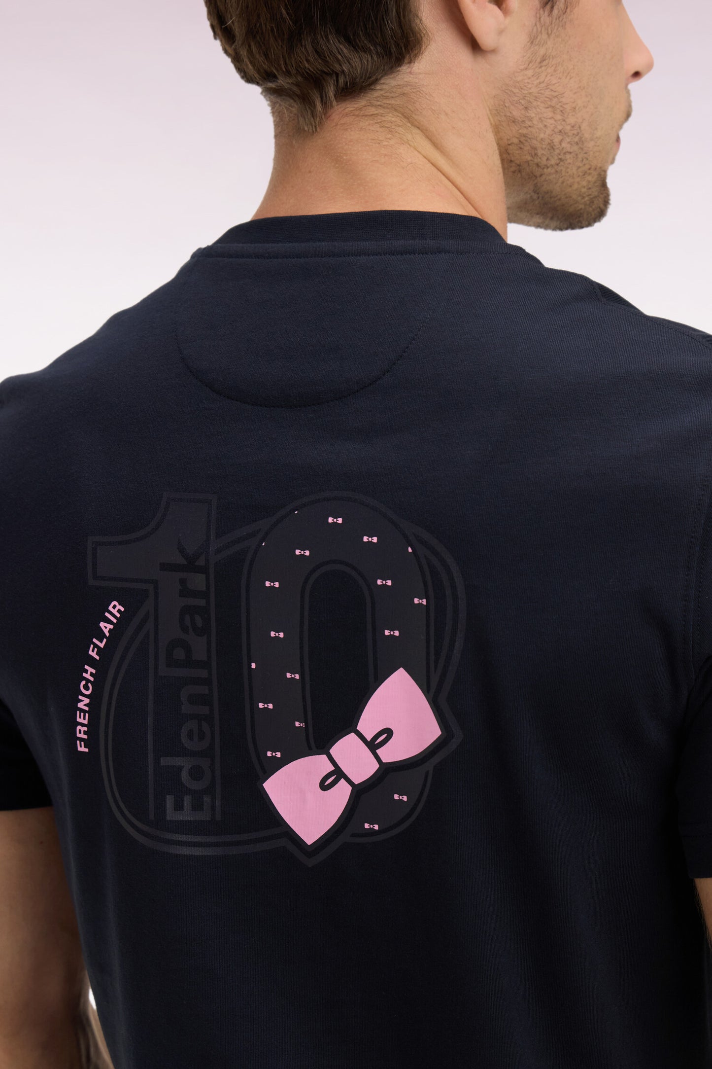T-shirt à manches courtes marine sérigraphié coupe regular