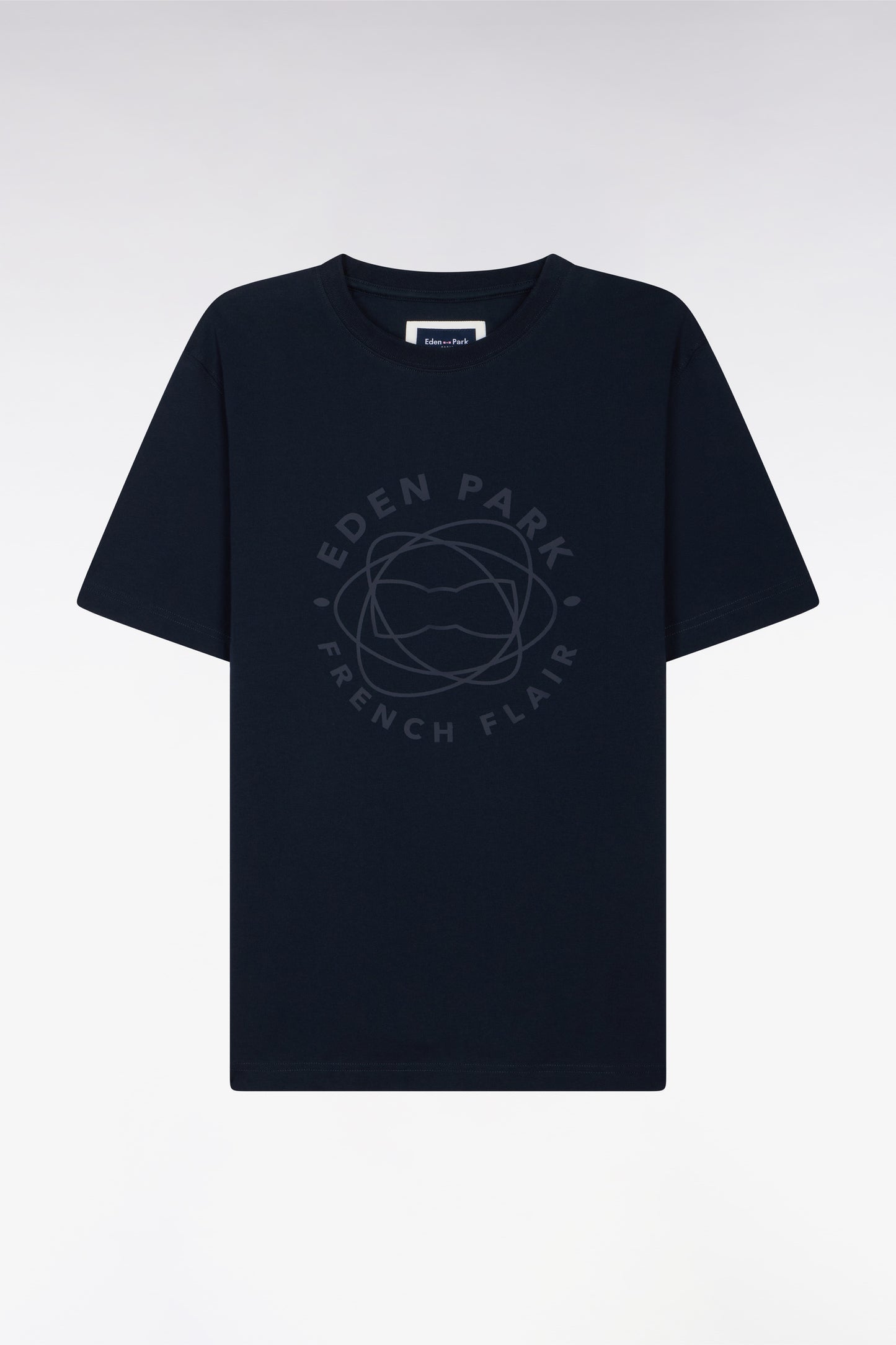 T-shirt à manches courtes en coton marine sérigraphié coupe regular