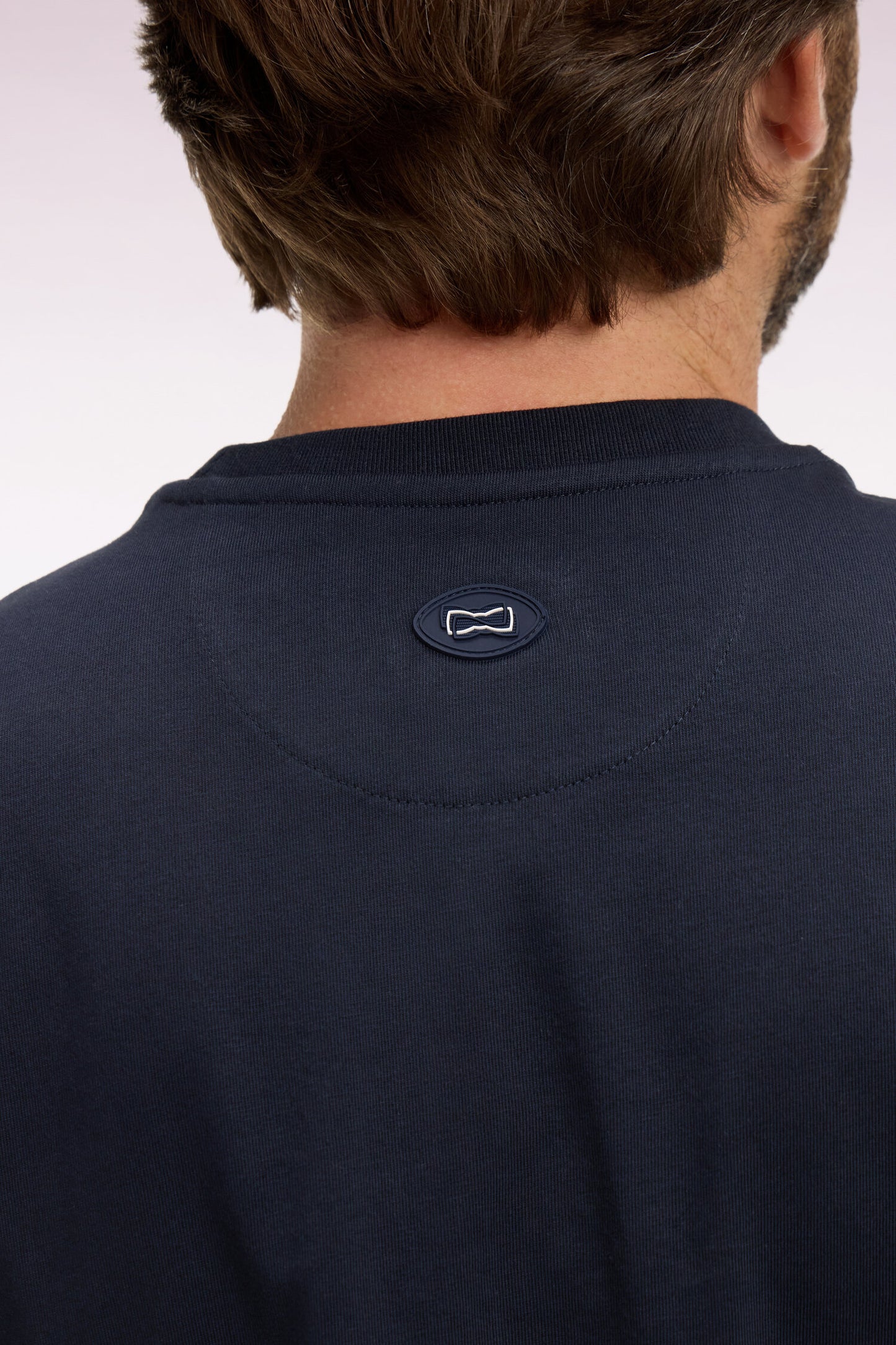 T-shirt à manches courtes en coton marine sérigraphié coupe regular