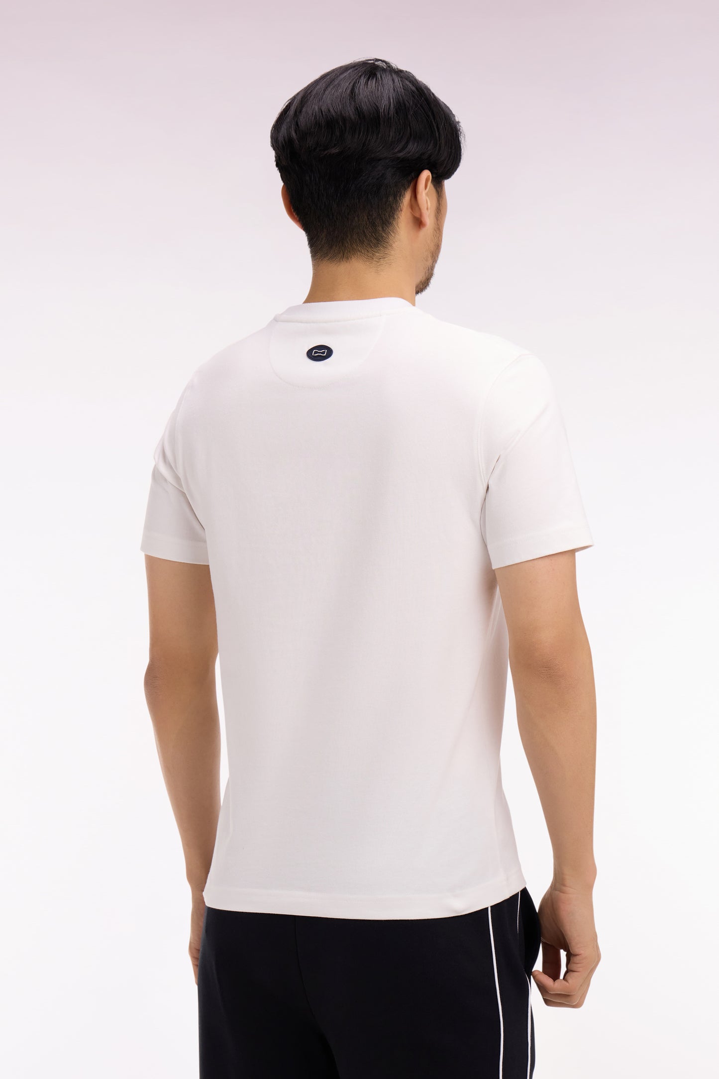 T-shirt à manches courtes en coton écru sérigraphié coupe regular