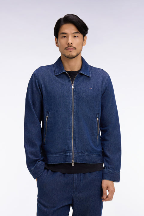 Blouson en coton et lin recyclés marine - Image 3