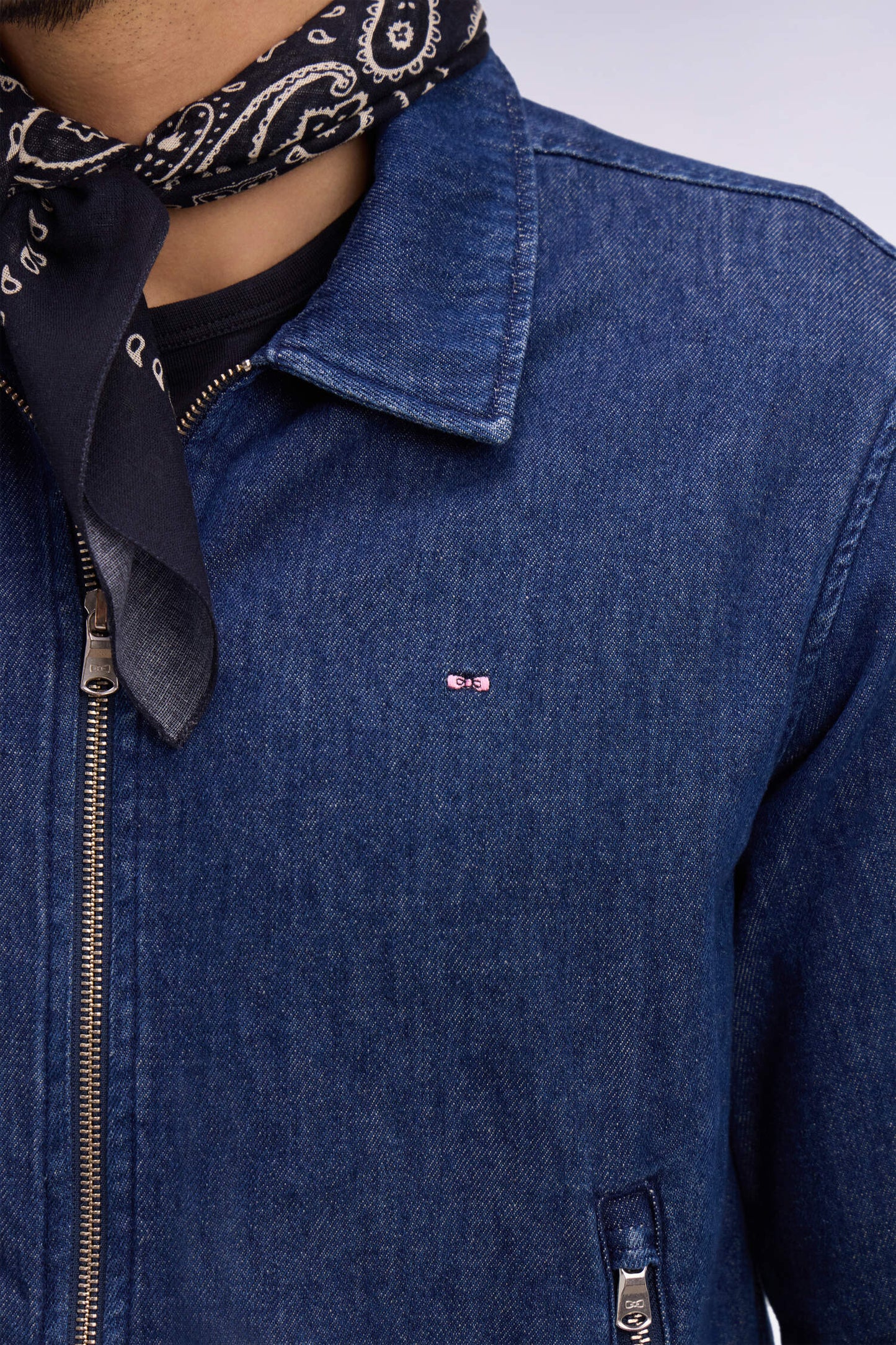 Blouson en coton et lin recyclés marine