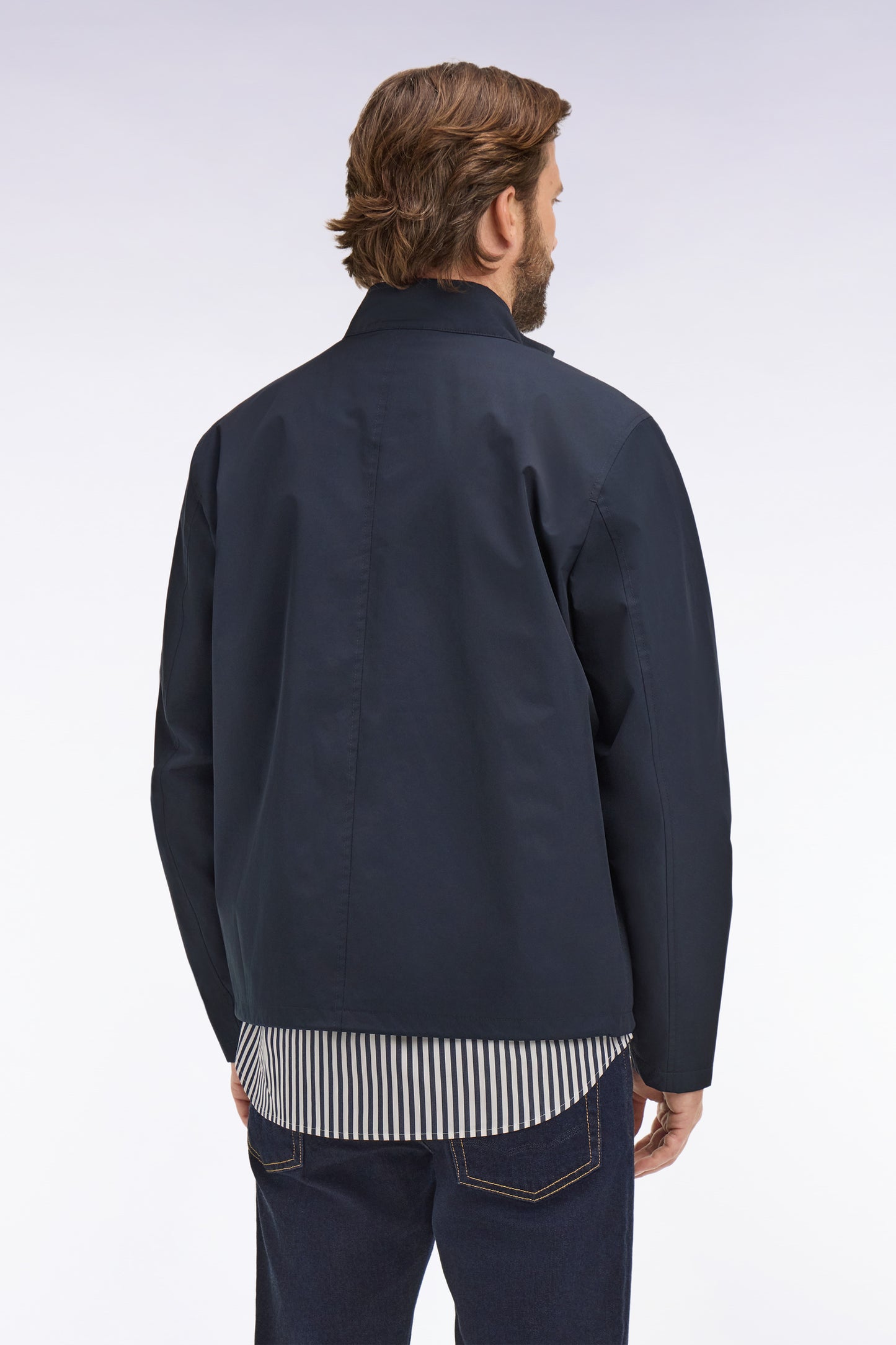 Blouson à col motard en nylon marine