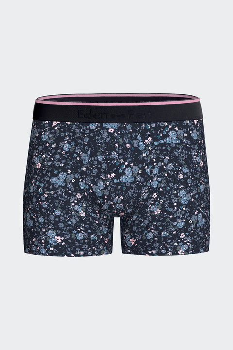 Boxer en jersey de coton stretch marine à imprimé floral - Image 1