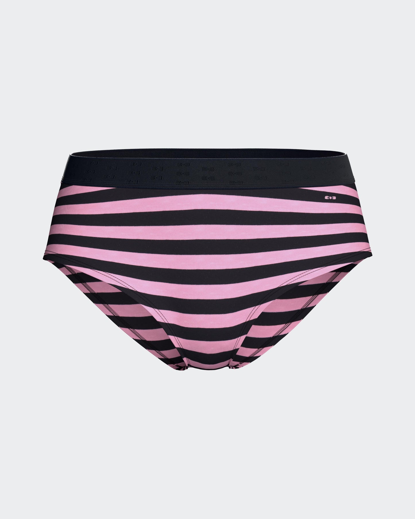 Culotte shorty en coton stretch rayé marine et rose