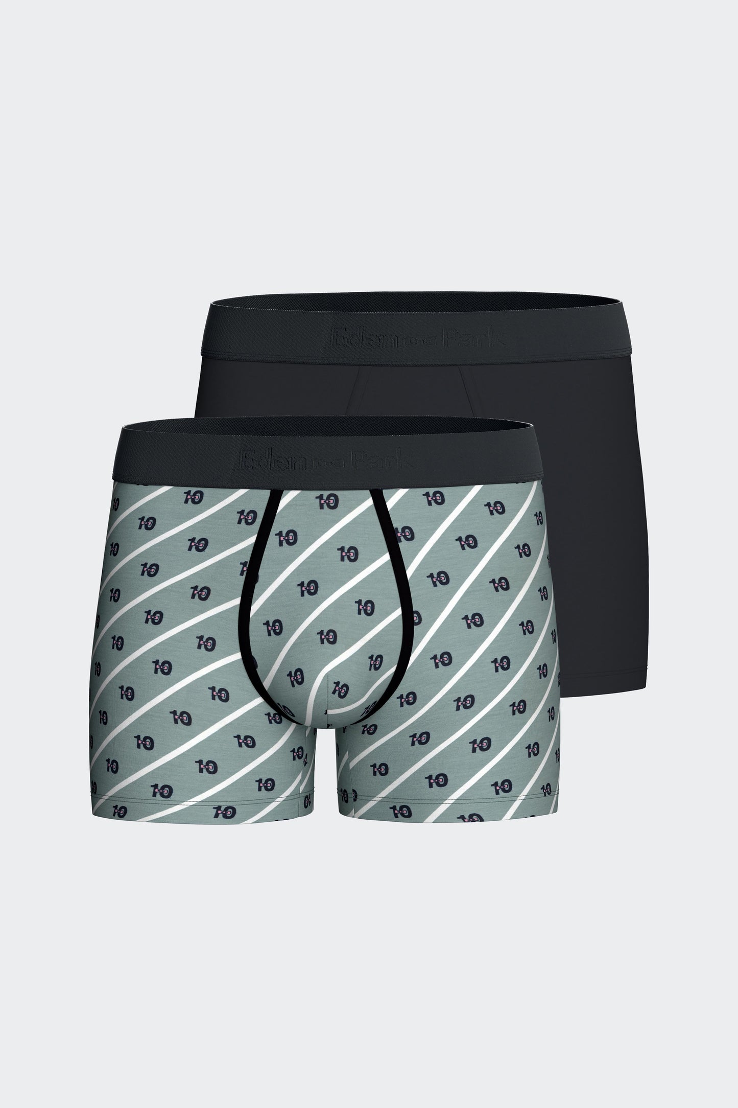 Lot de deux boxers en jersey de coton stretch marine uni et micromotifs