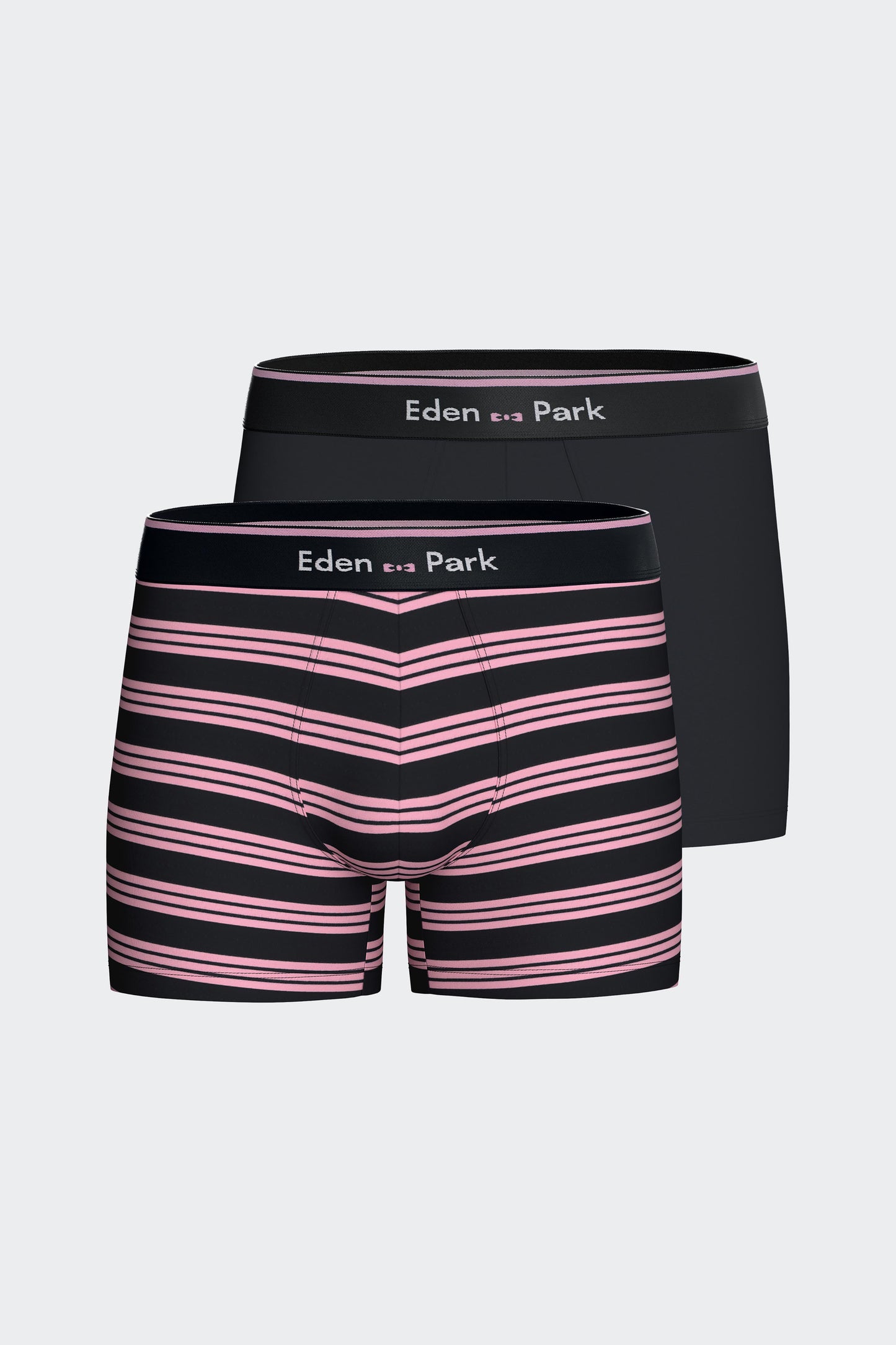 Lot de deux boxers en jersey de coton stretch marine et rose à rayures