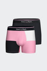Lot de deux boxers en jersey de coton stretch marine et colorblock rose