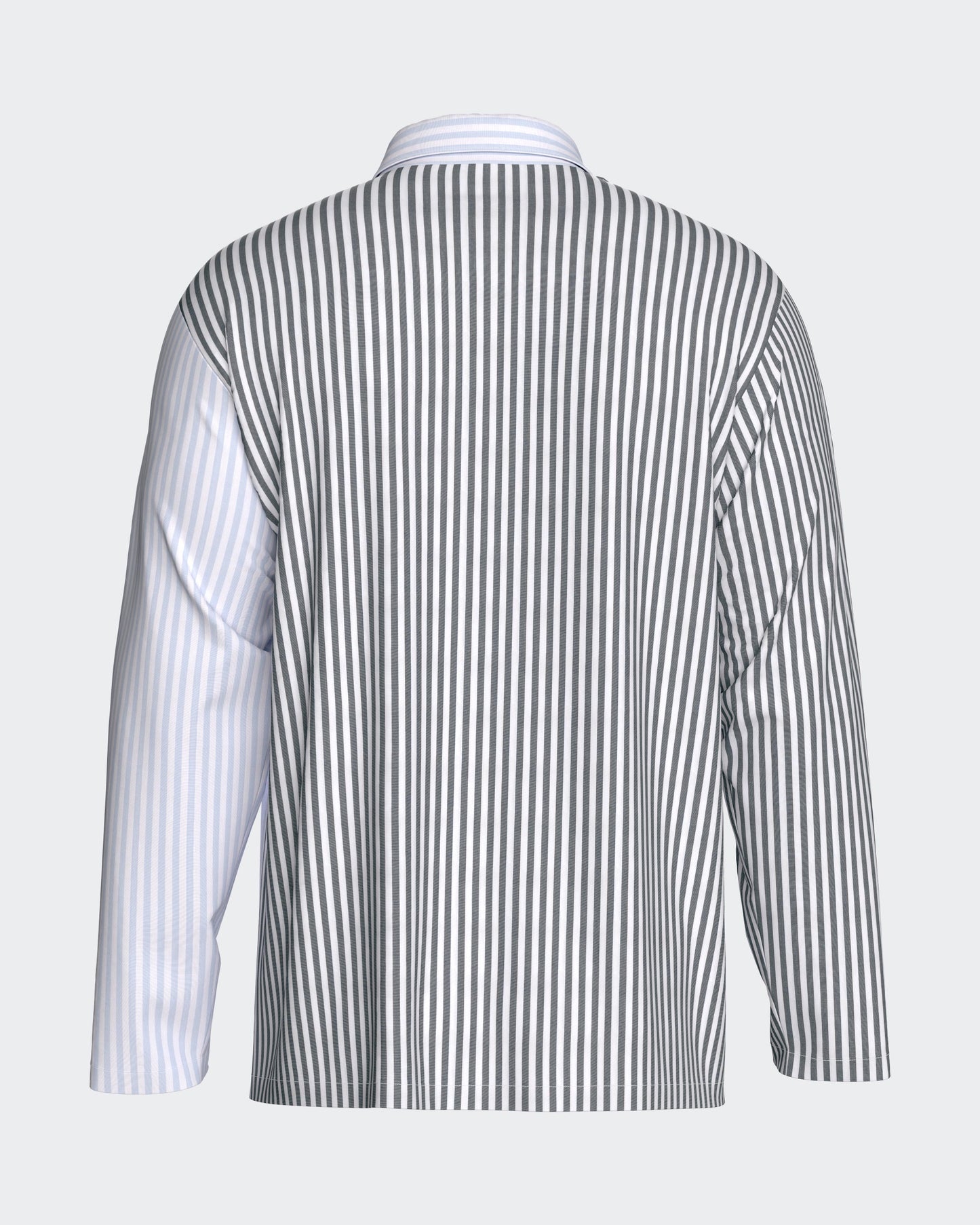 Pyjama long en coton à rayures bicolores bleu ciel et marine