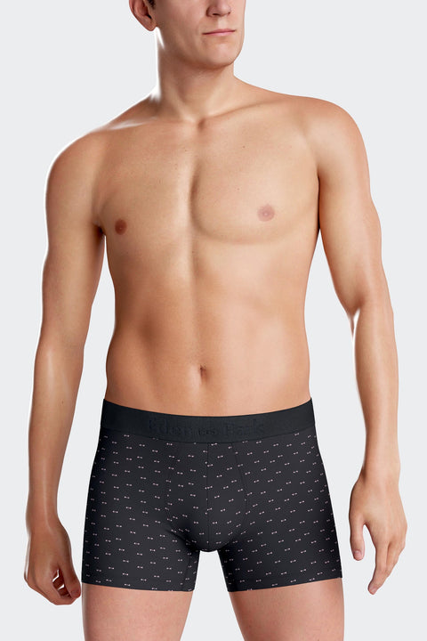 Boxer à micro motifs nœud papillon bleu marine et rose en coton stretch - Image 2