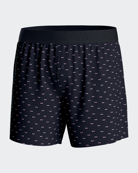 Short navy pyjama shorts with micropatternS LACKING BOTTOMS - Image 3