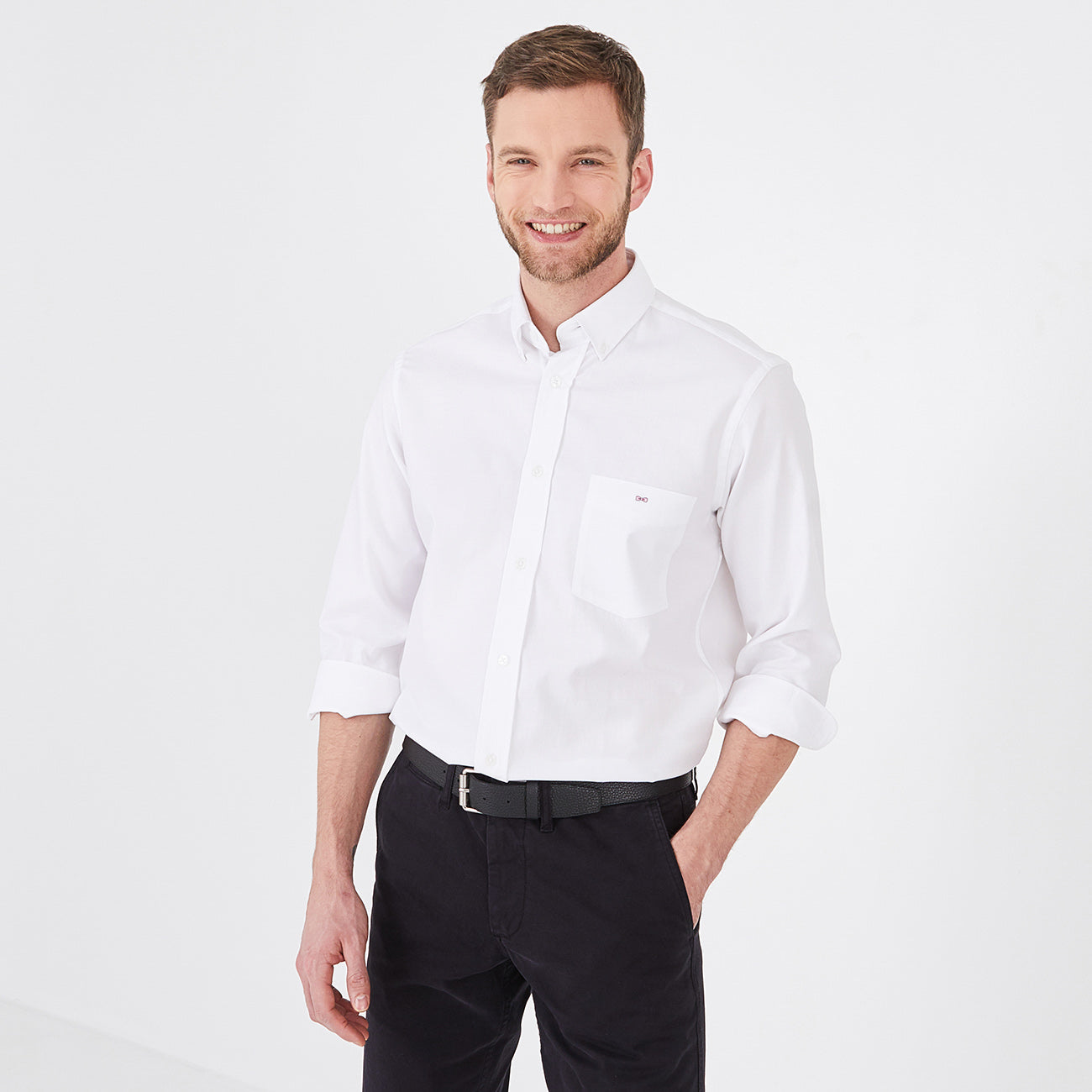 Chemise blanche en coton mélangé