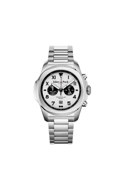 Silver steel chronograph quartz watch - Image 1