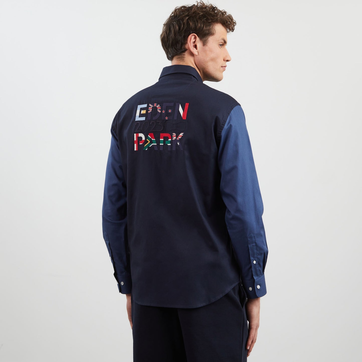 Blue colourblock shirt with World Cup 2023 embroidery
