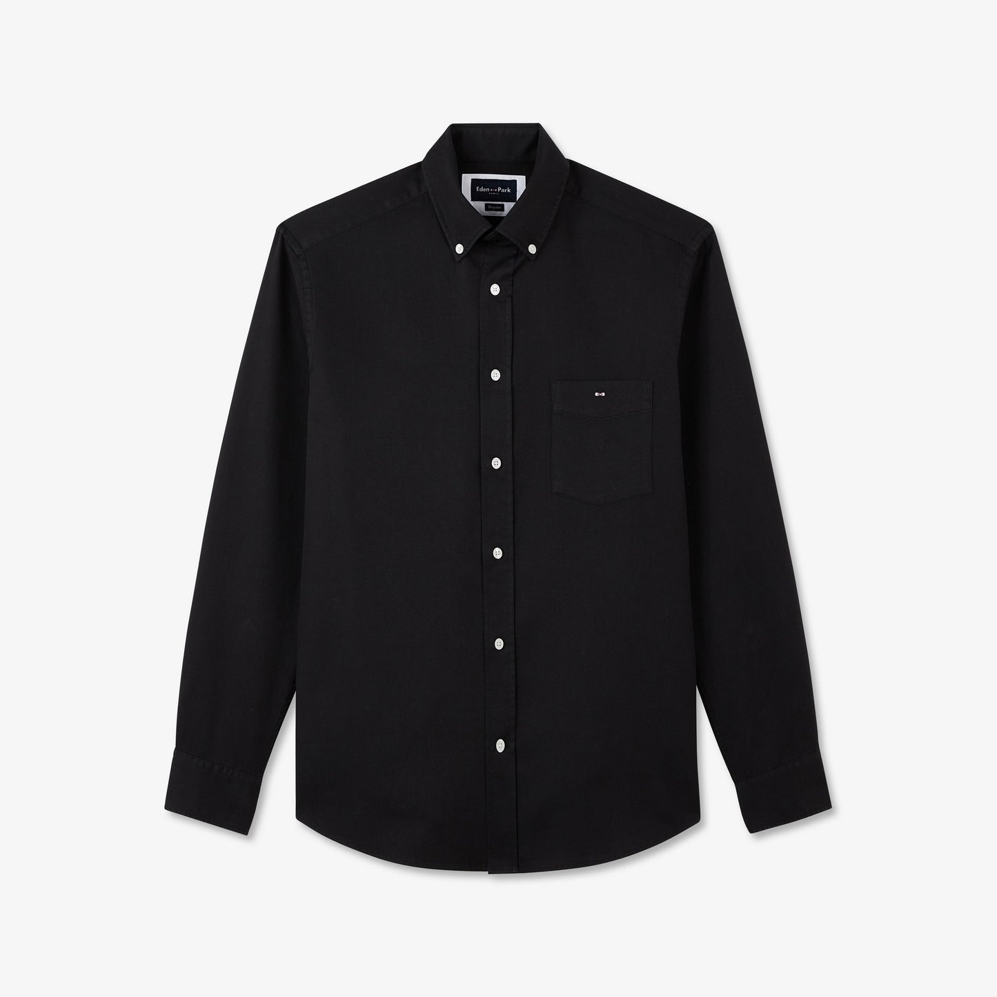 Chemise gris foncé unie en coton piqué