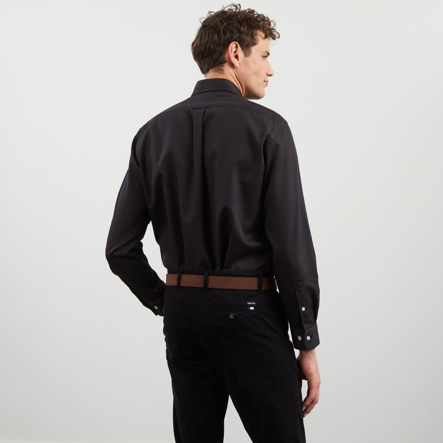 Chemise gris foncé unie en coton piqué