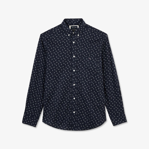 Chemise bleu marine en coton Pima imprimé exclusif - Image 2