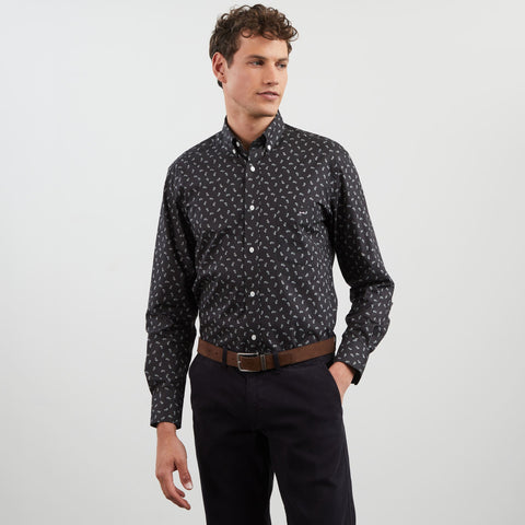 Chemise gris foncé en coton Pima imprimé exclusif - Image 3