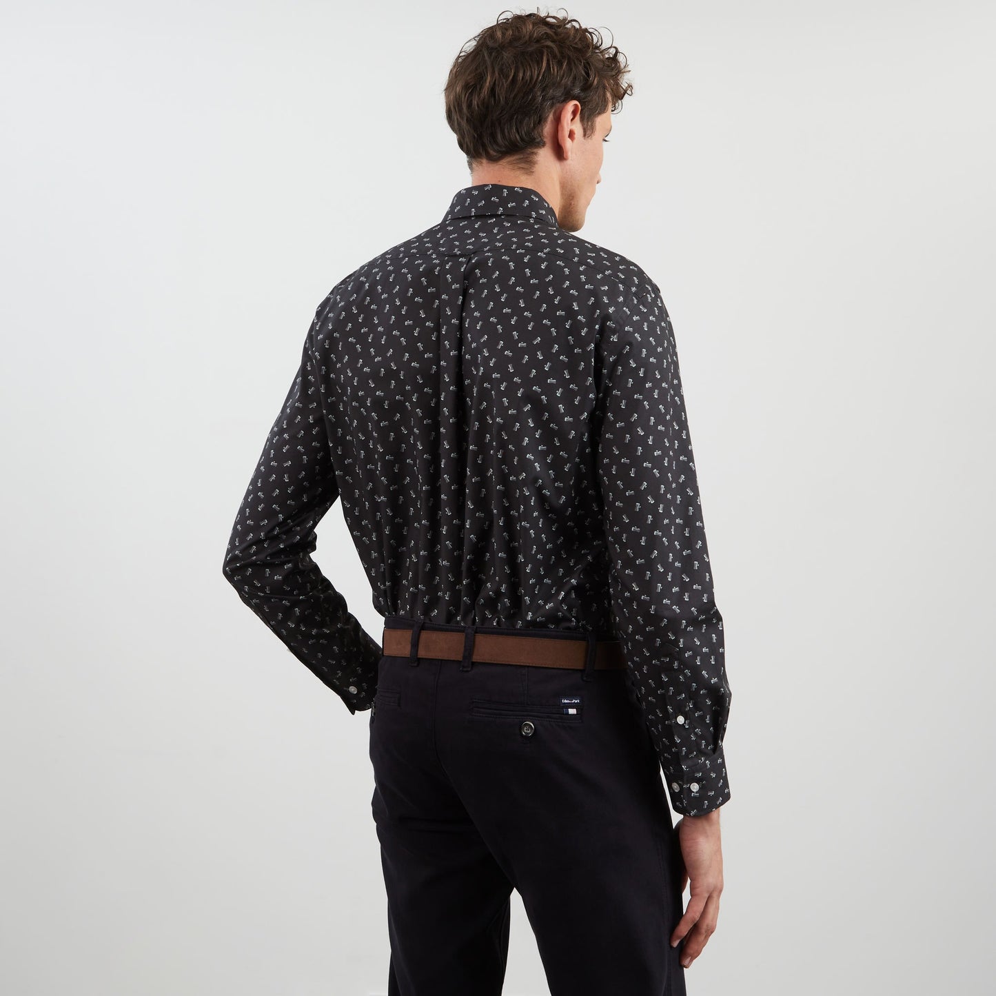 Dark grey Pima cotton blouse with exclusive print