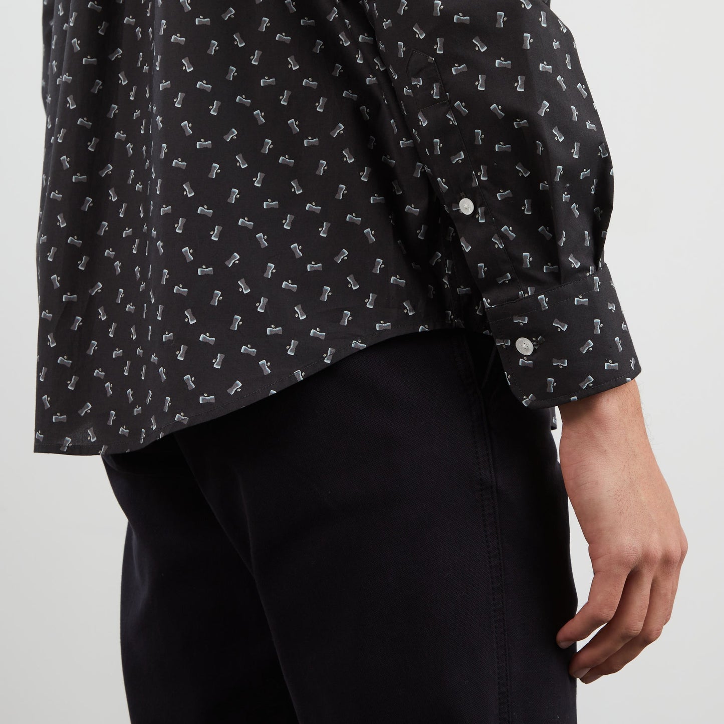 Dark grey Pima cotton blouse with exclusive print