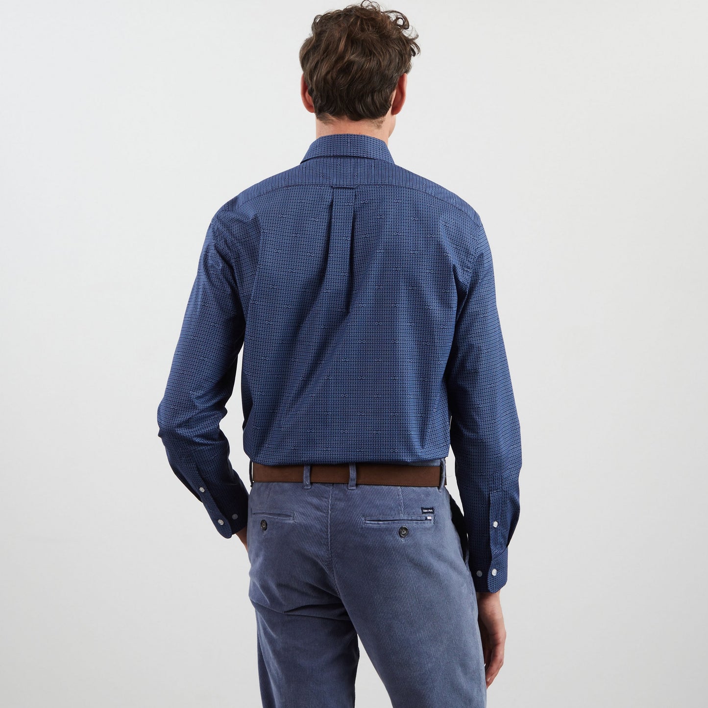 Chemise bleu foncé en popeline imprimé exclusif