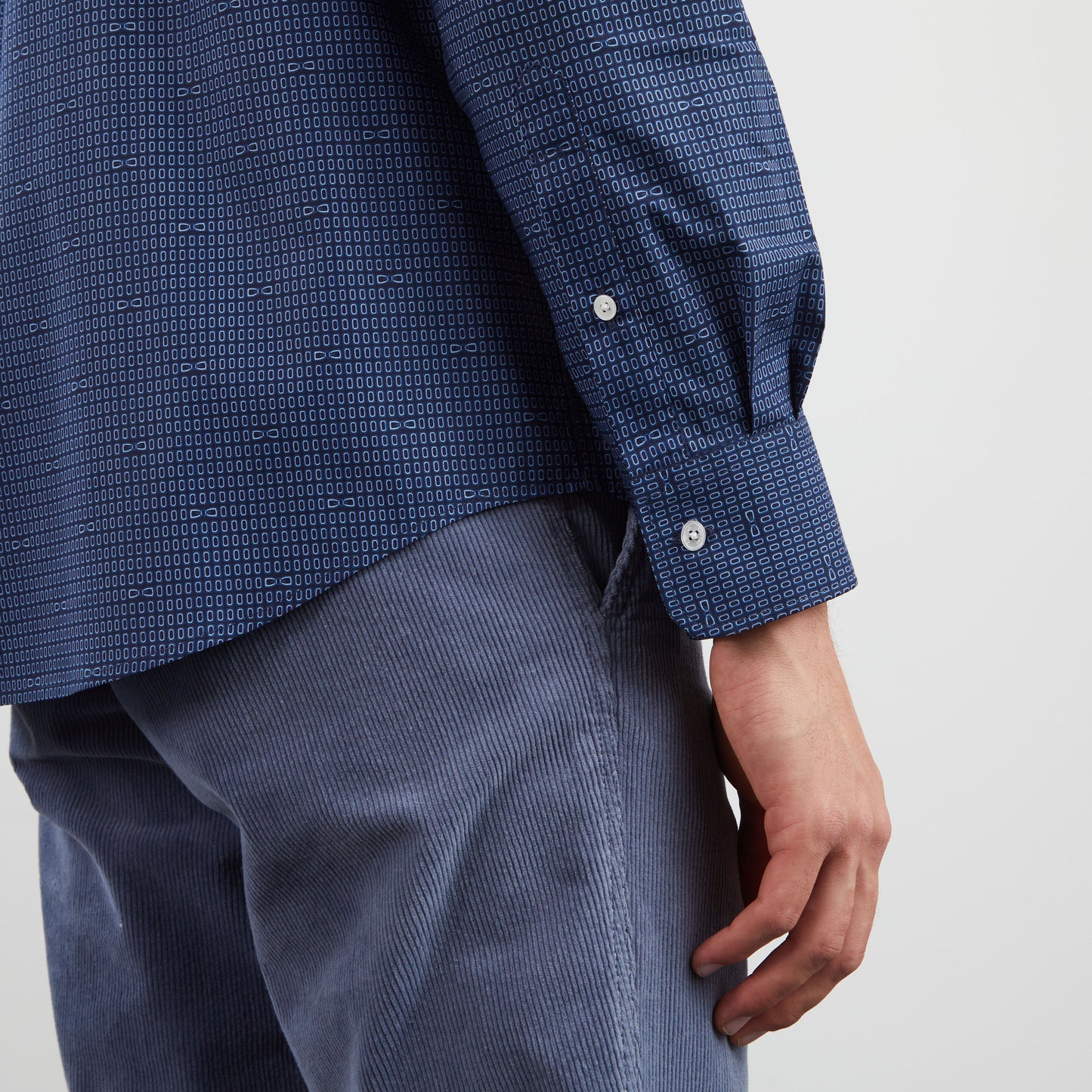 Chemise bleu foncé en popeline imprimé exclusif
