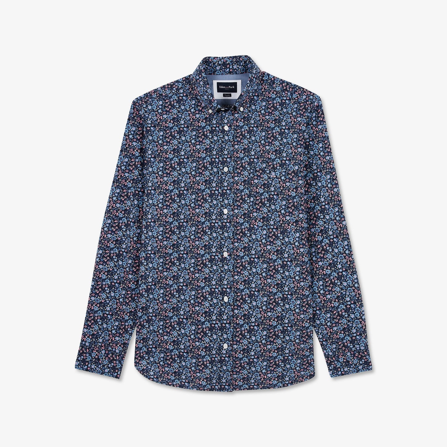 Chemise bleue imprimé exclusif fleuri