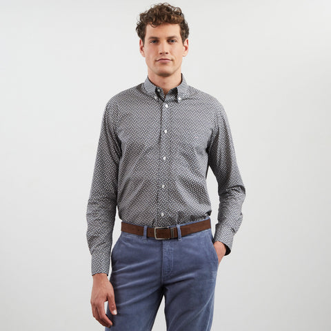 Chemise bleu foncé droite imprimé exclusif - Image 3