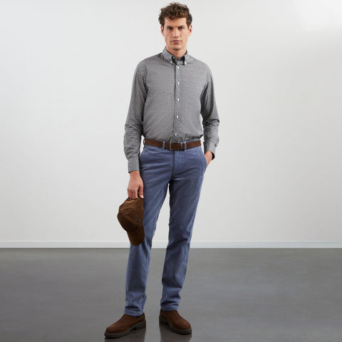 Chemise bleu foncé droite imprimé exclusif - Image 1