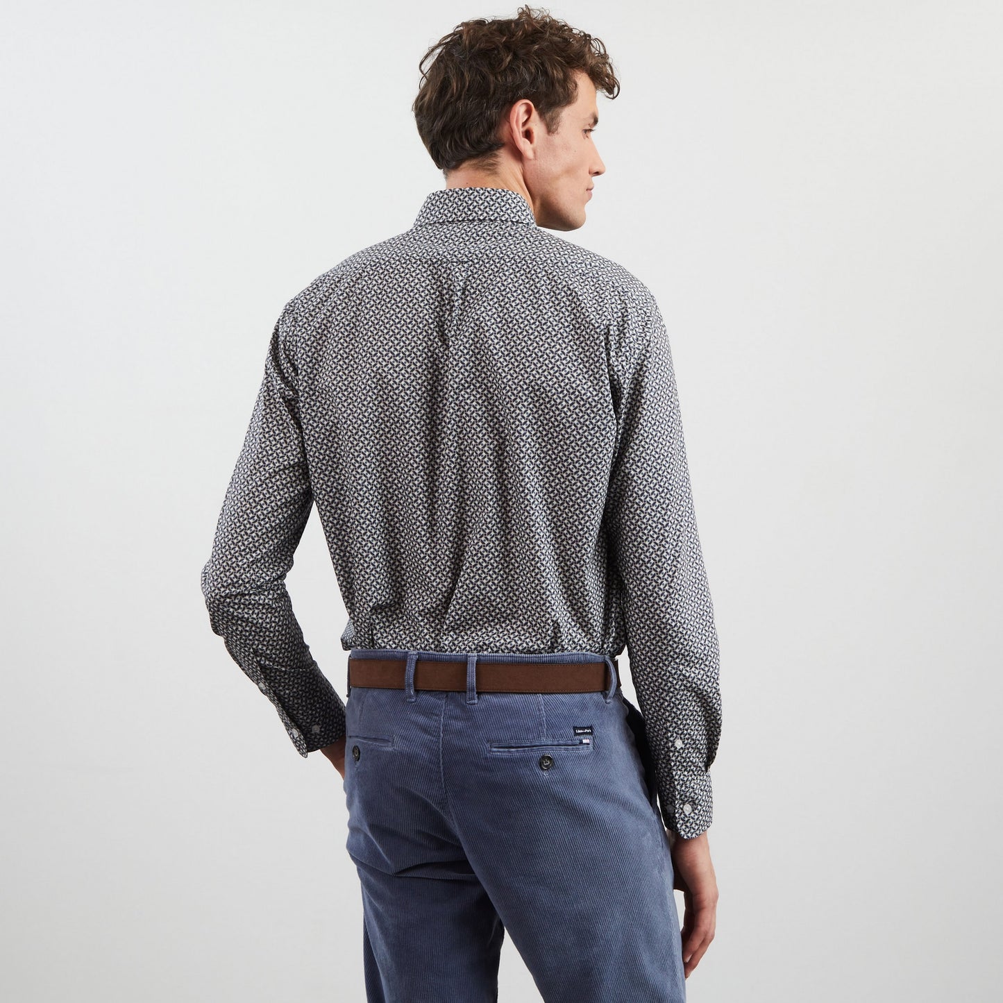 Chemise bleu foncé droite imprimé exclusif