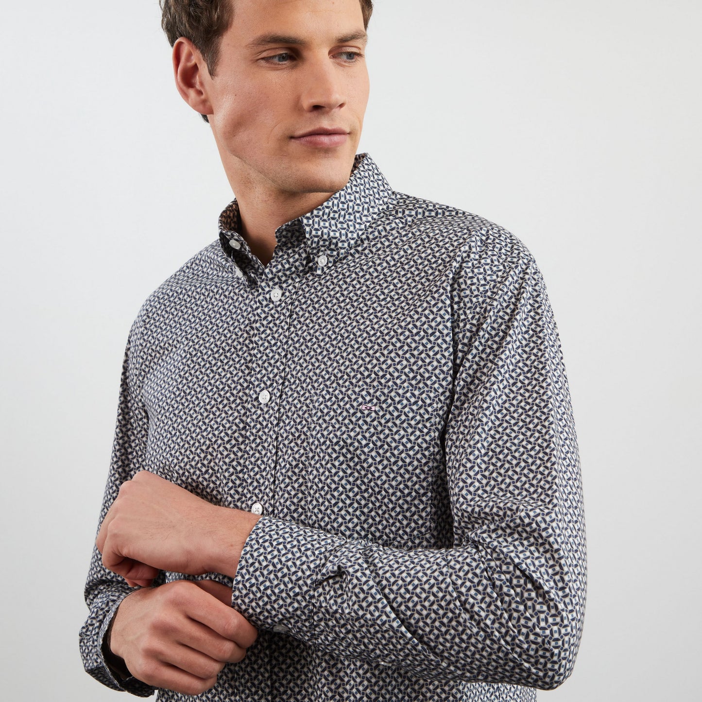 Chemise bleu foncé droite imprimé exclusif