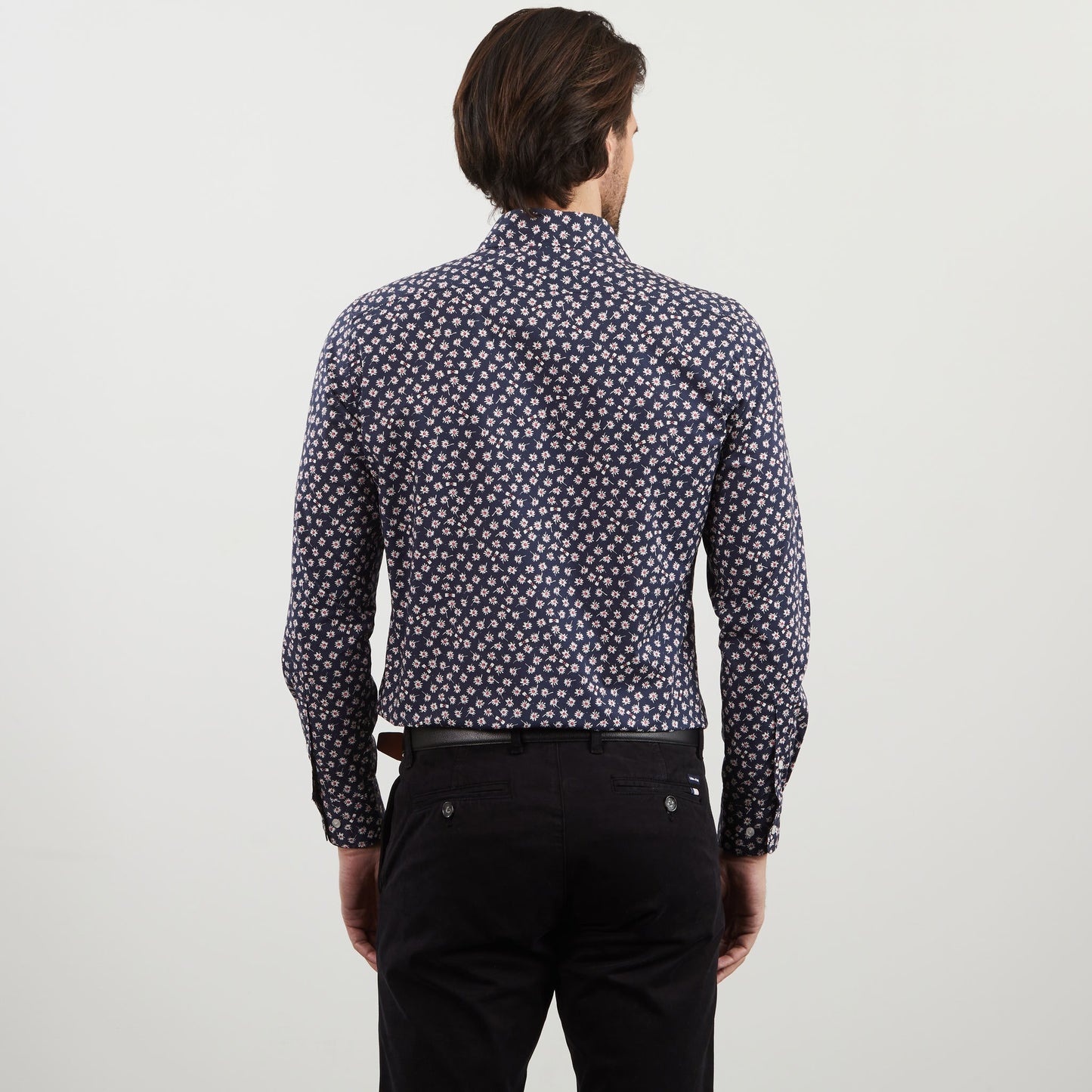 Navy blue shirt with exclusive floral print