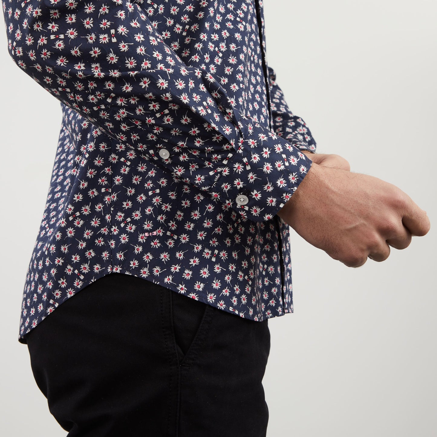 Navy blue shirt with exclusive floral print