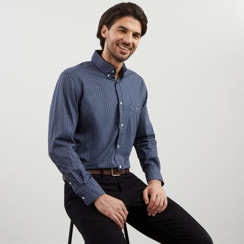 Chemise à micro-motif géométrique gris - Image 1