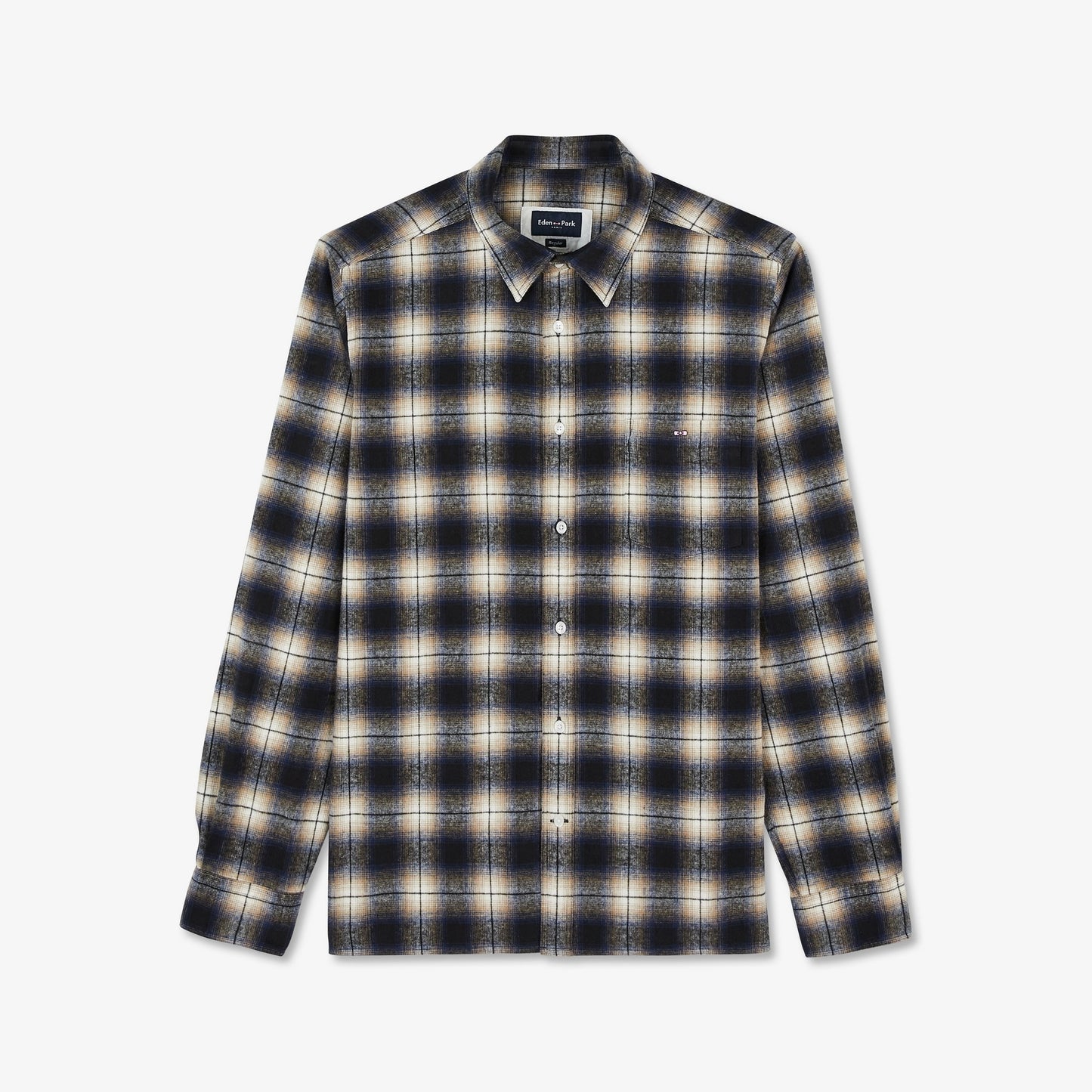 Dark blue chequered flannel shirt