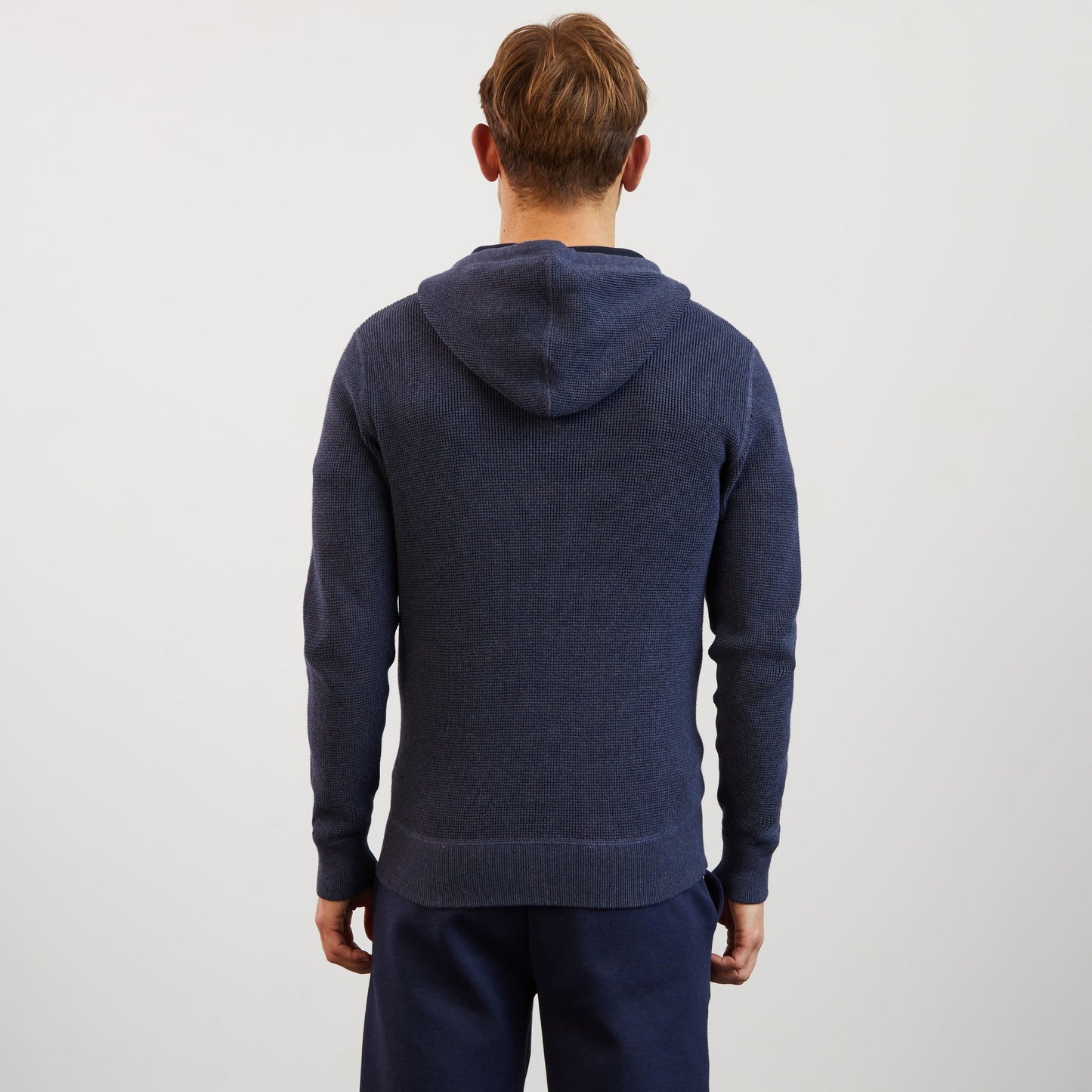 Navy blue waffle knit zipped cardigan
