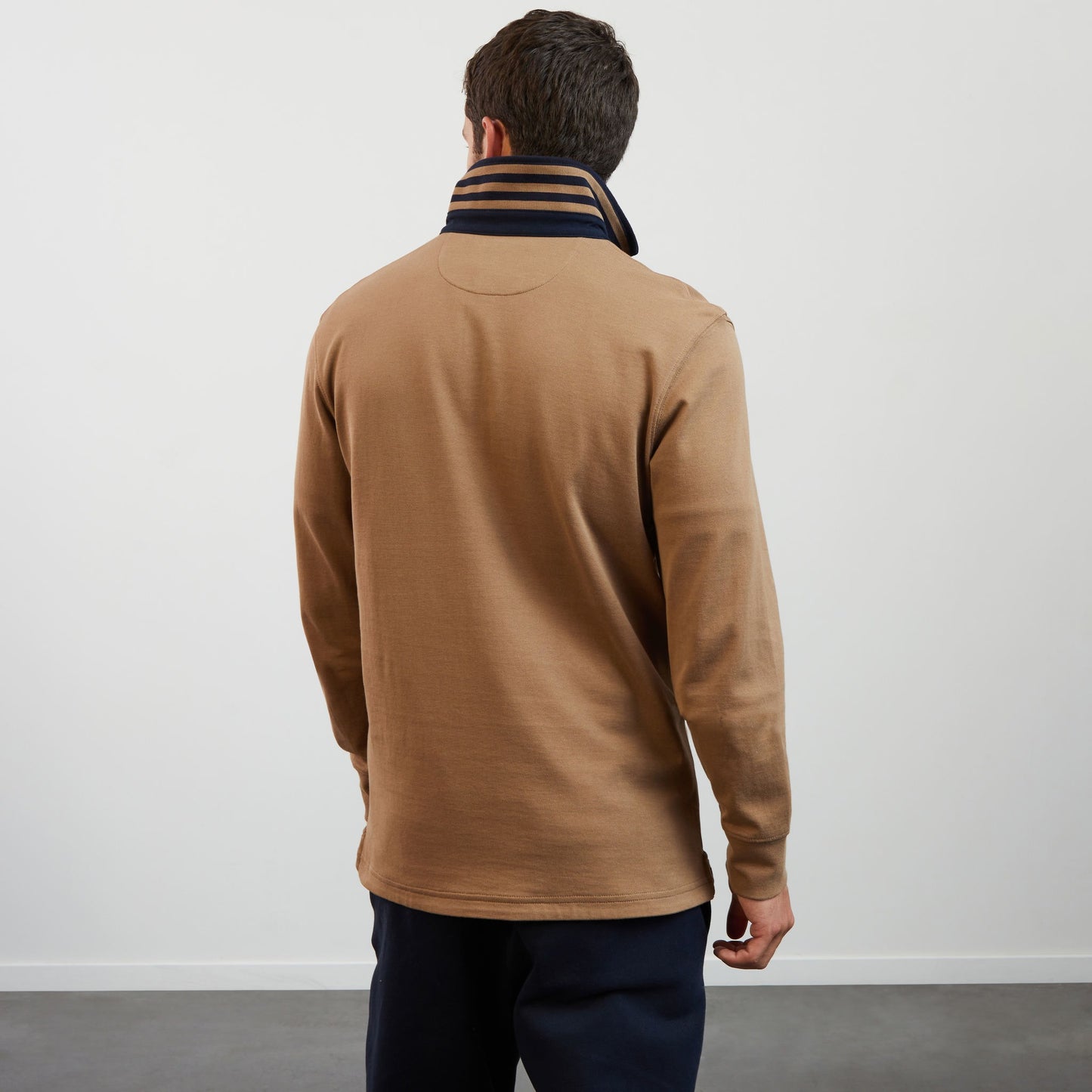 Dark beige long-sleeved rugby shirt
