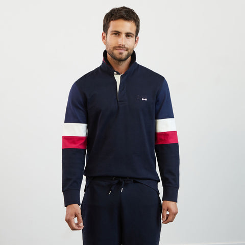 Maillot bleu foncé colorblock à broderie 2023 - Image 1