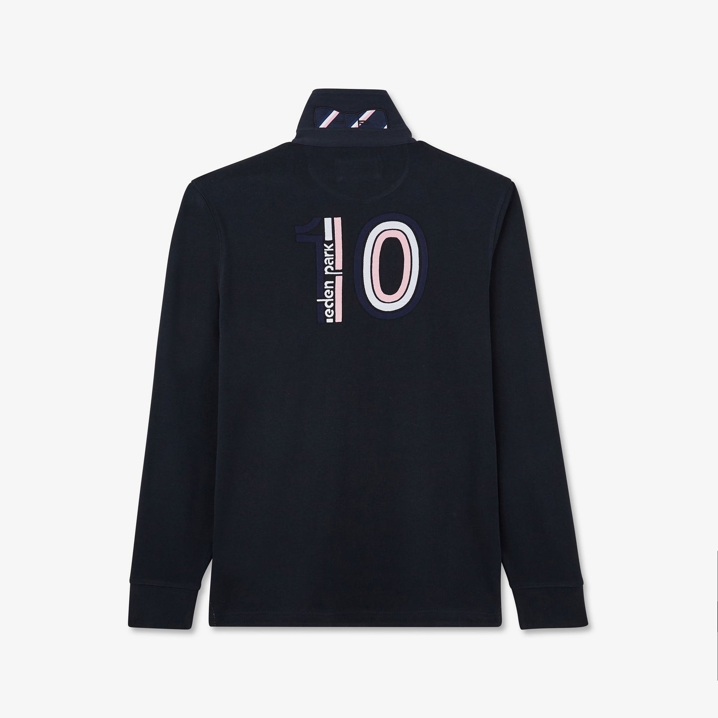 Maillot cerclé bleu foncé à broderie 10 dos