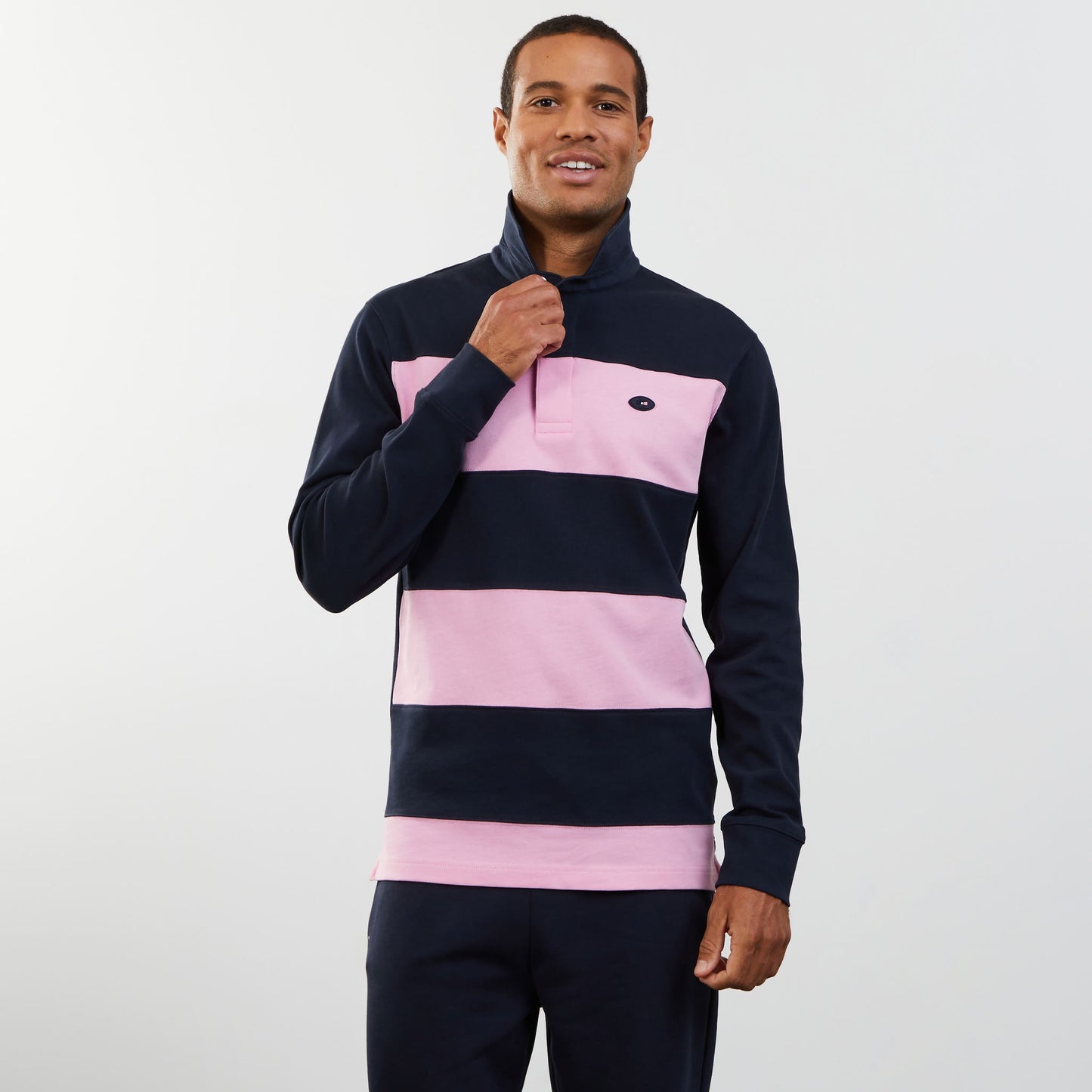 Maillot cerclé bleu foncé à broderie 10 dos