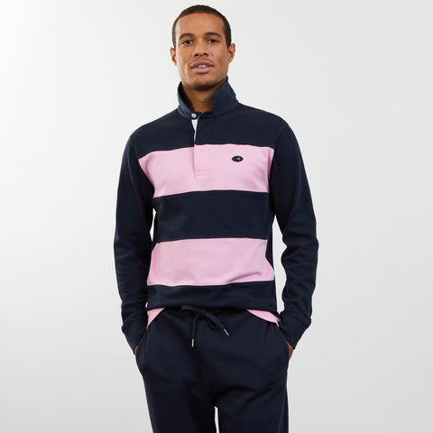 Maillot cerclé bleu foncé à broderie 10 dos - Image 1