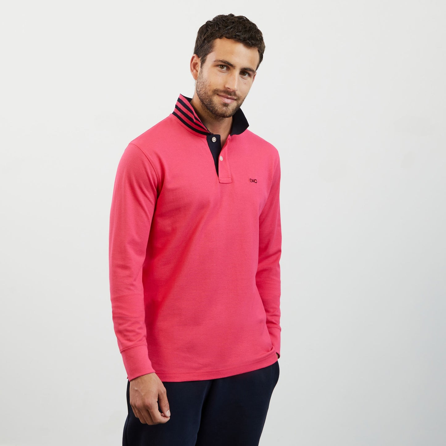 Polo rose manches longues