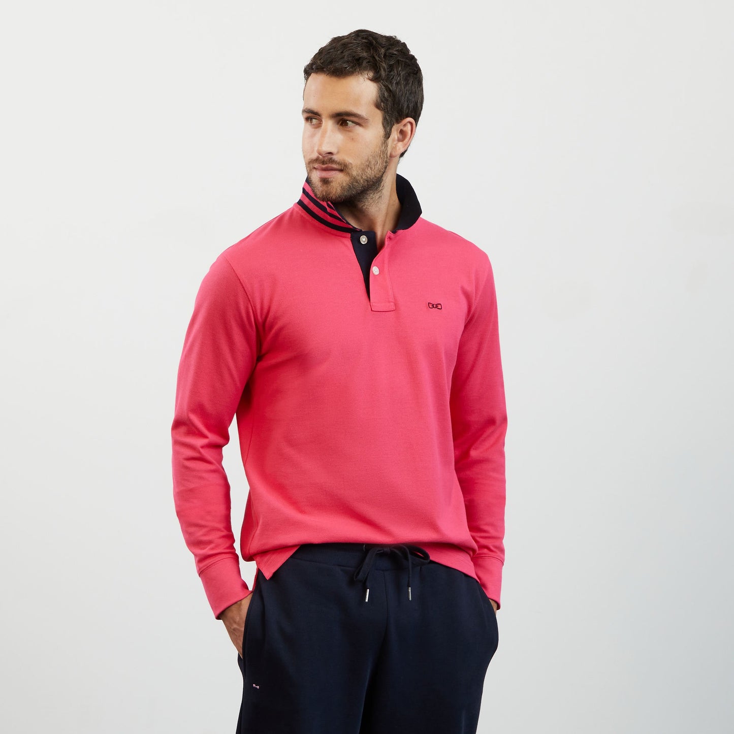 Polo rose manches longues
