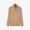 Beige long-sleeved polo shirt