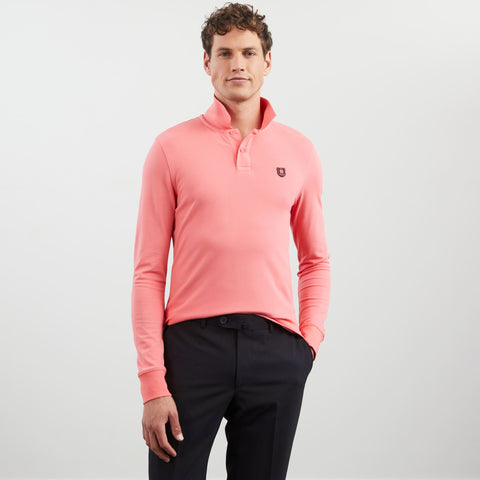 Pink long-sleeved polo shirt - Image 1