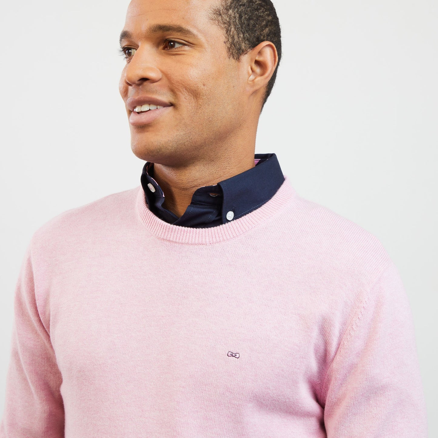 Pull rose clair en laine mélangée